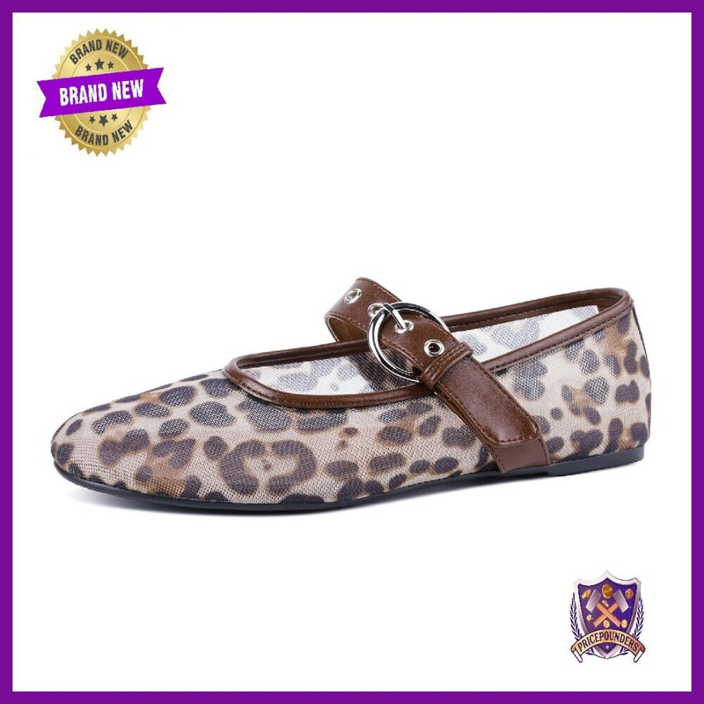 Women's Mesh Ballet Flats Buckle Strap Slip On Casual Shoes